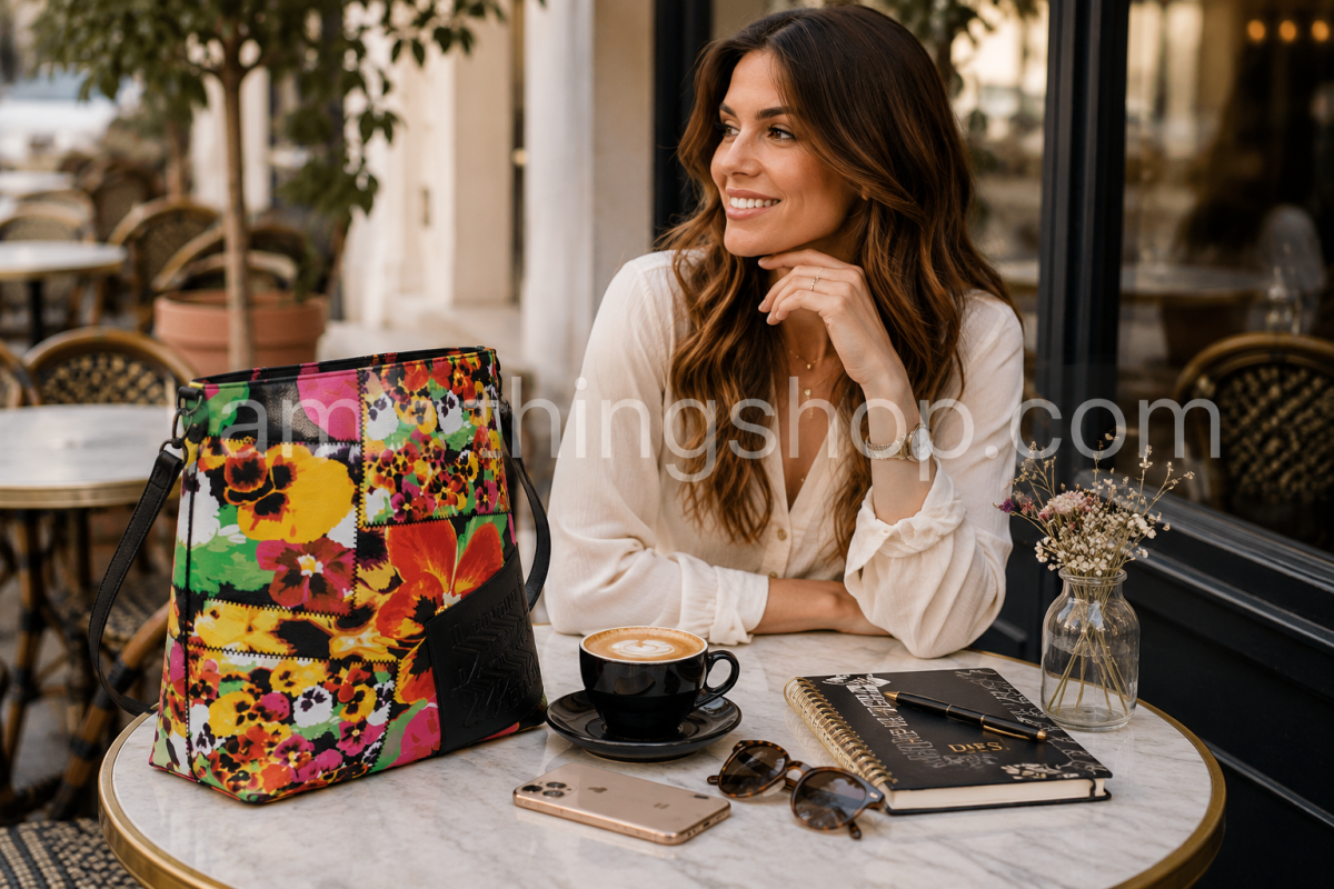 DESIGUAL – Bolso Bandolera Desigual Mika Butan Floral Mujer Grande Patchwork Shopper Multicolor - Imagen 5
