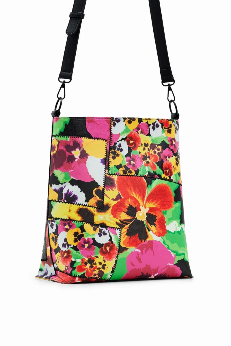DESIGUAL – Bolso Bandolera Desigual Mika Butan Floral Mujer Grande Patchwork Shopper Multicolor - Imagen 4