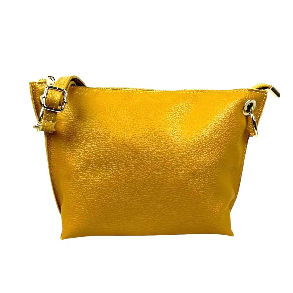 Bolso de Piel de Grano con Cremallera y Bolsillo trasero para Mujer
