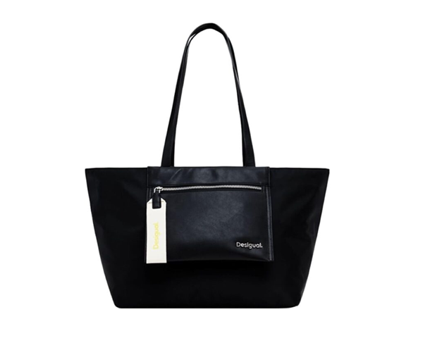 DESIGUAL – Bolso Shopper Grande Negro Mujer con Cremallera Desigual Priori 57 cm