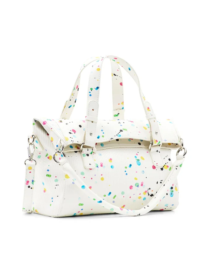 DESIGUAL – Bolso Desigual Blanco Mujer Neon Art Loverty Gotas Multicolor Mediano 23SAXPA9 - Imagen 7