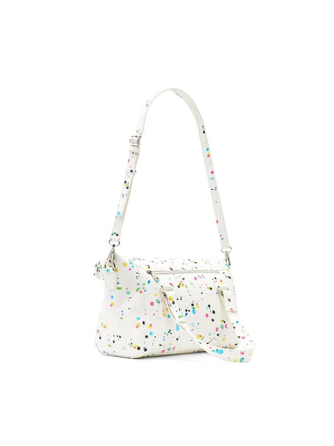DESIGUAL – Bolso Desigual Blanco Mujer Neon Art Loverty Gotas Multicolor Mediano 23SAXPA9 - Imagen 3