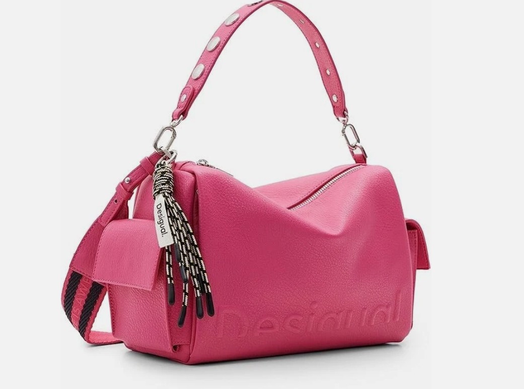 DESIGUAL – Bolso Desigual Half Logo Habana Fucsia Mujer Bandolera 3 Asas - Imagen 9