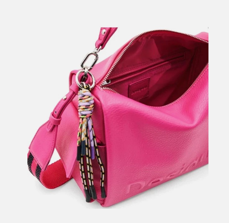 DESIGUAL – Bolso Desigual Half Logo Habana Fucsia Mujer Bandolera 3 Asas - Imagen 5