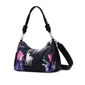 DESIGUAL – Bolso Desigual Spry Mayari negro floral – Bandolera mediana mujer