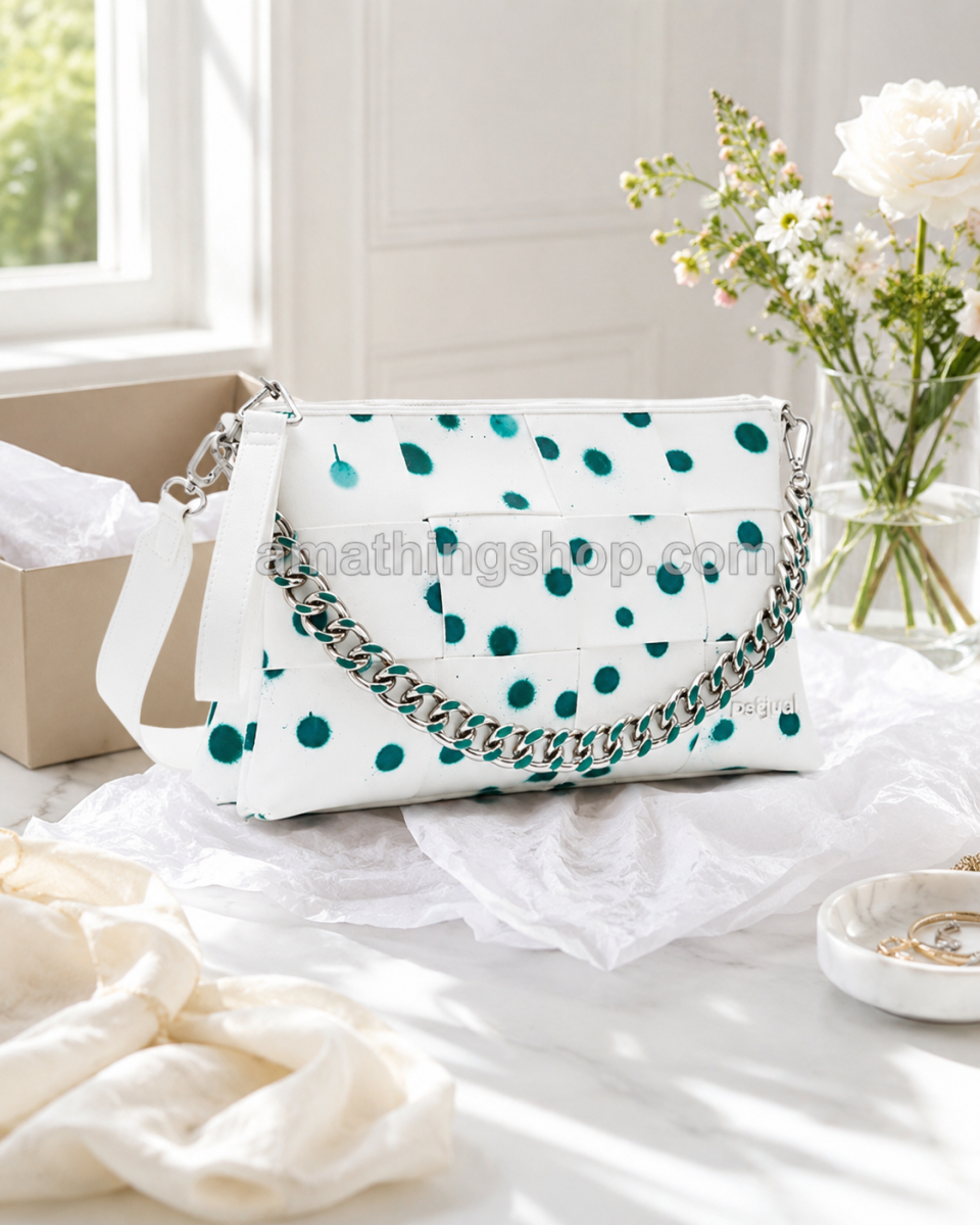 DESIGUAL – Bolso Desigual Splatter Dortmund Maxi blanco bandolera para mujer con diseño artístico - Imagen 5