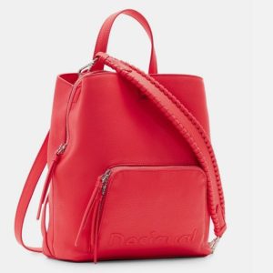 DESIGUAL – Mochila Mujer Back Half Logo Sumy Mini Roja Rosado 24x9x29 cm Pequeña 23WAKP21-3026