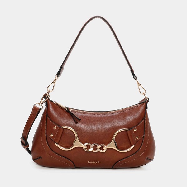 Bolso de hombro pequeño BINNARI Fanny color cuero - Imagen 2