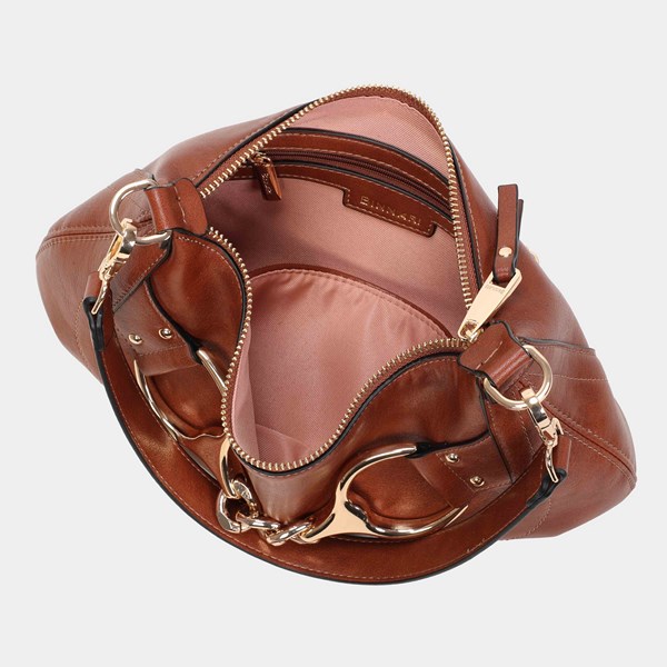 Bolso de hombro pequeño BINNARI Fanny color cuero - Imagen 6