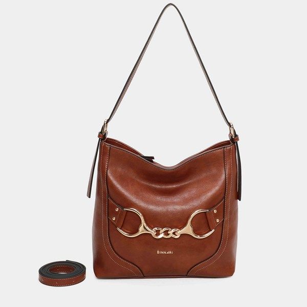 Bolso de hombro BINNARI Fanny color cuero - Imagen 3
