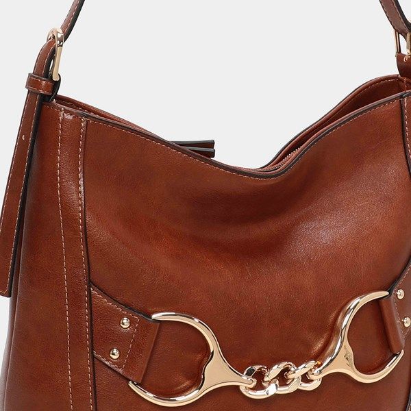 Bolso de hombro BINNARI Fanny color cuero - Imagen 6