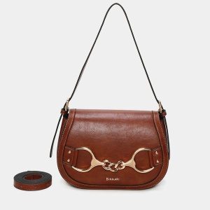 Bolso de hombro con solapa BINNARI Fanny color cuero