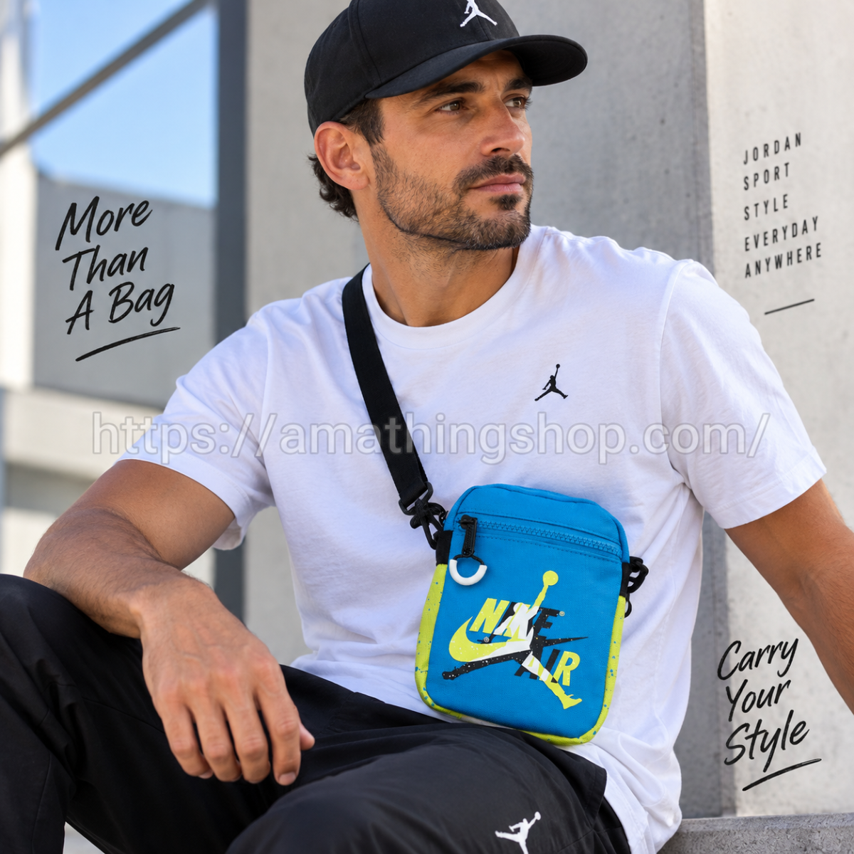 NIKE – Bolso Bandolera Jordan Mashup Air Azul Unisex 9A0314-U6A | Festival y Viaje - Imagen 6