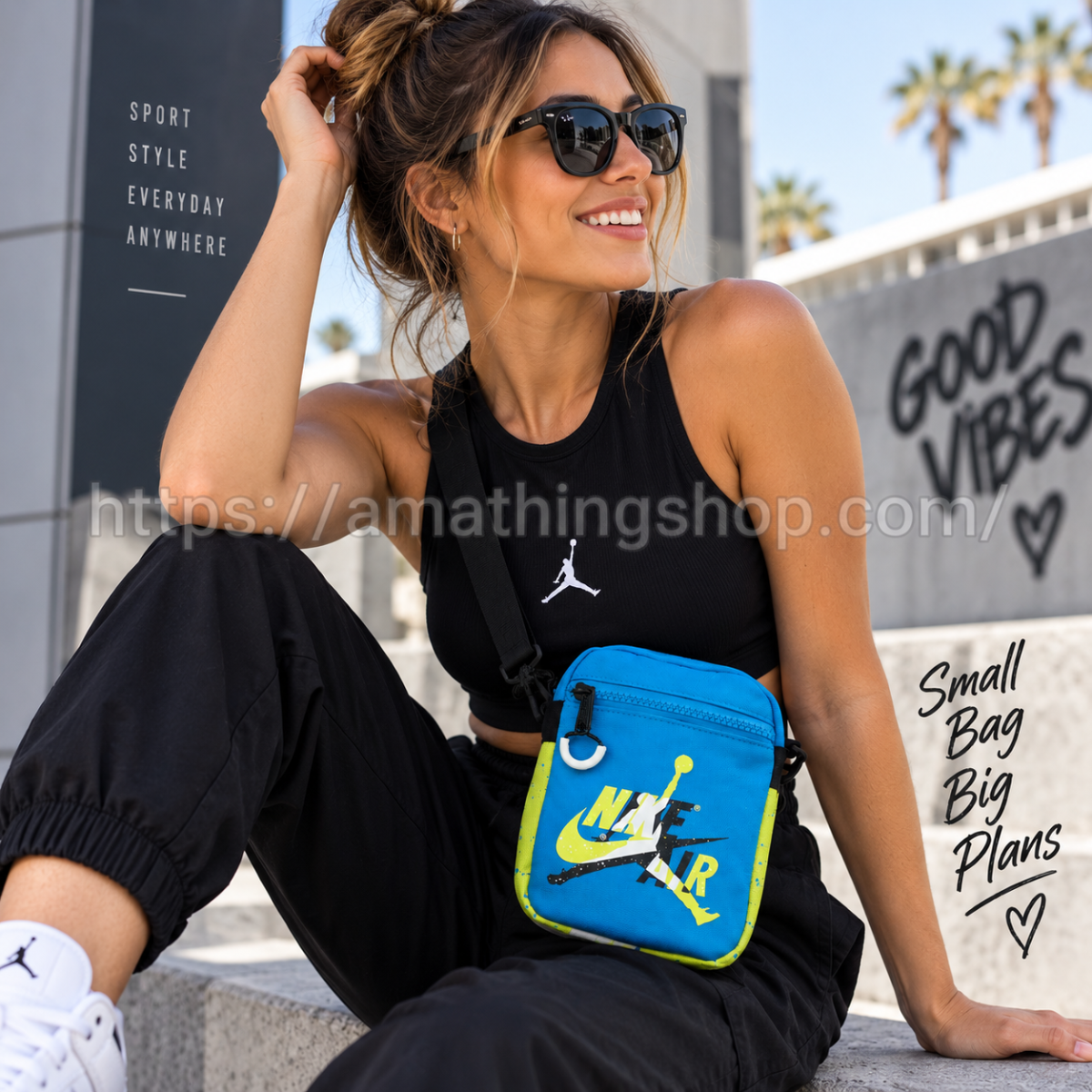 NIKE – Bolso Bandolera Jordan Mashup Air Azul Unisex 9A0314-U6A | Festival y Viaje - Imagen 7