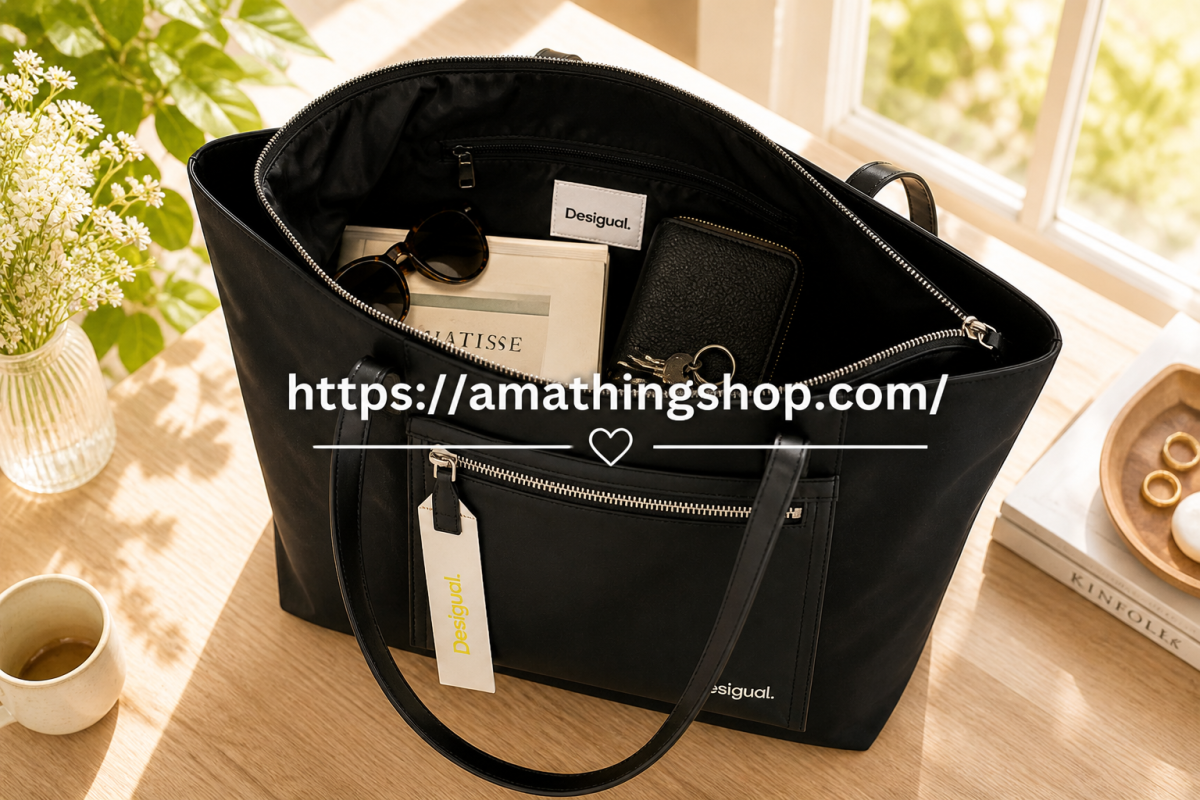 DESIGUAL – Bolso Shopper Grande Negro Mujer con Cremallera Desigual Priori 57 cm - Imagen 8