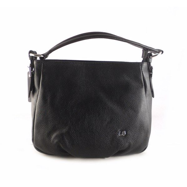 Bolso tipo hobo en piel auténtica con asa de hombro y bandolera negro - Imagen 2