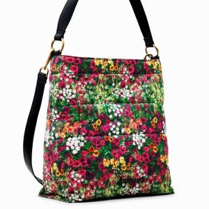 DESIGUAL – Bolso Desigual Ivy Butan Verde Floral Mujer Grande de Hombro Uso Diario