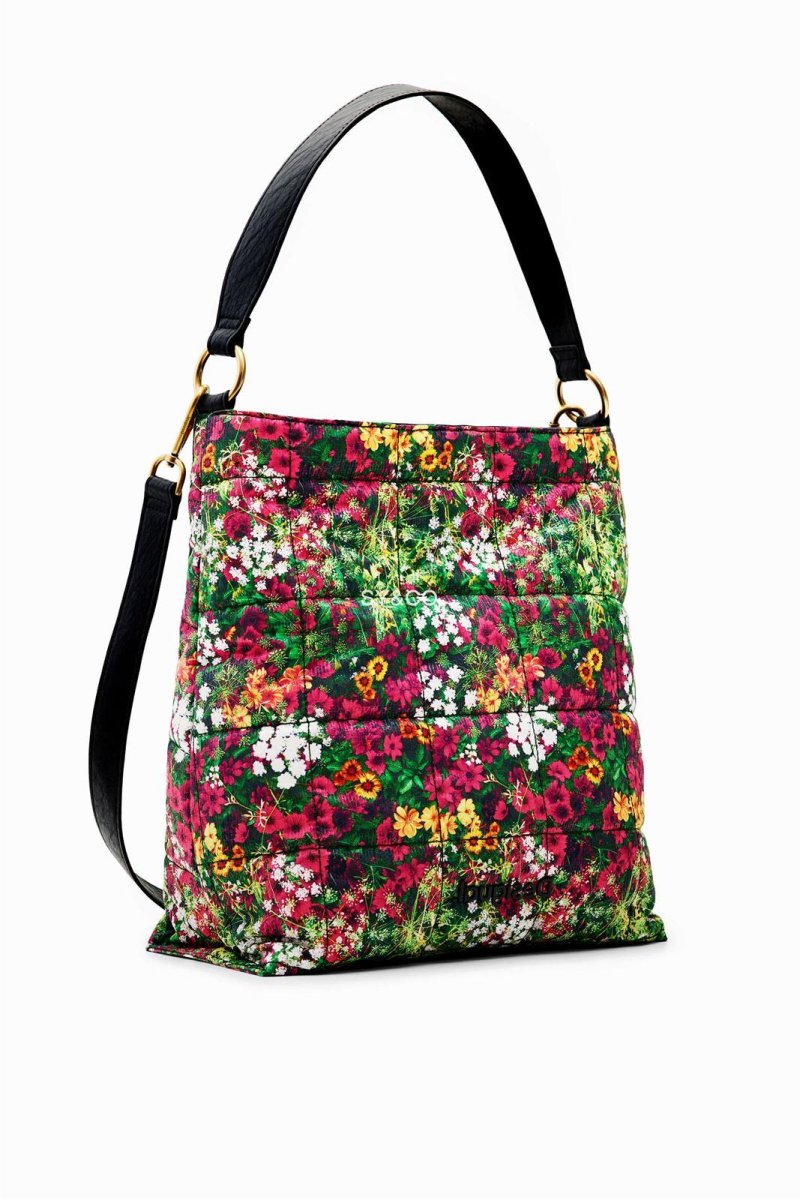 DESIGUAL – Bolso Desigual Ivy Butan Verde Floral Mujer Grande de Hombro Uso Diario