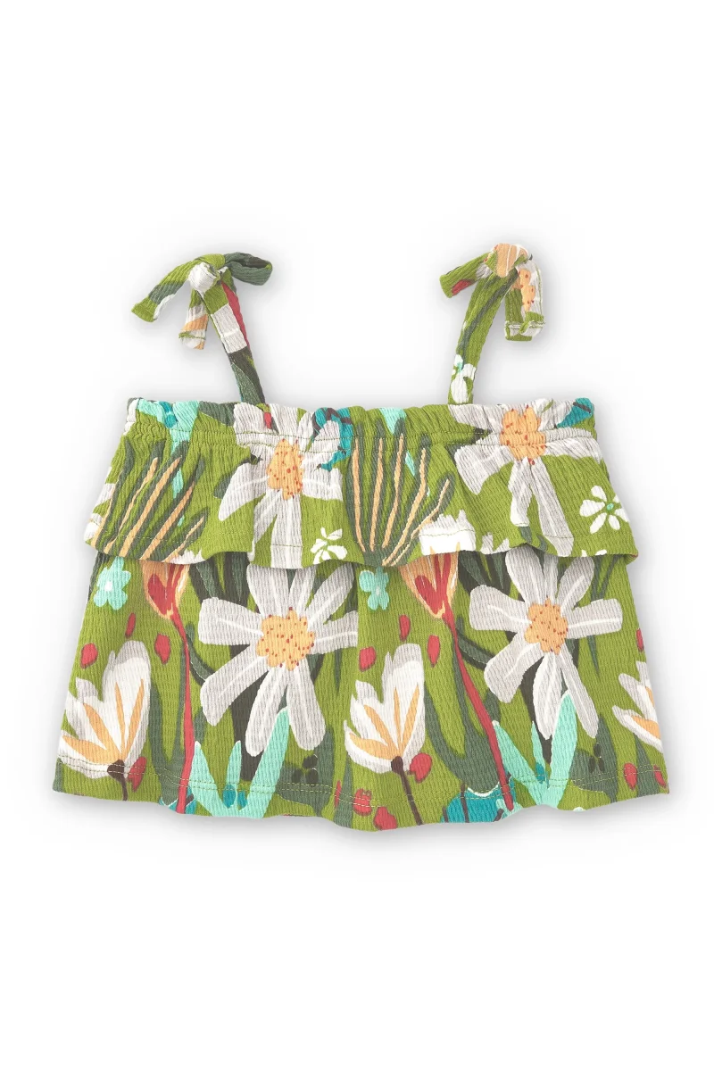 Blusa bebé niña floral verde - Imagen 3