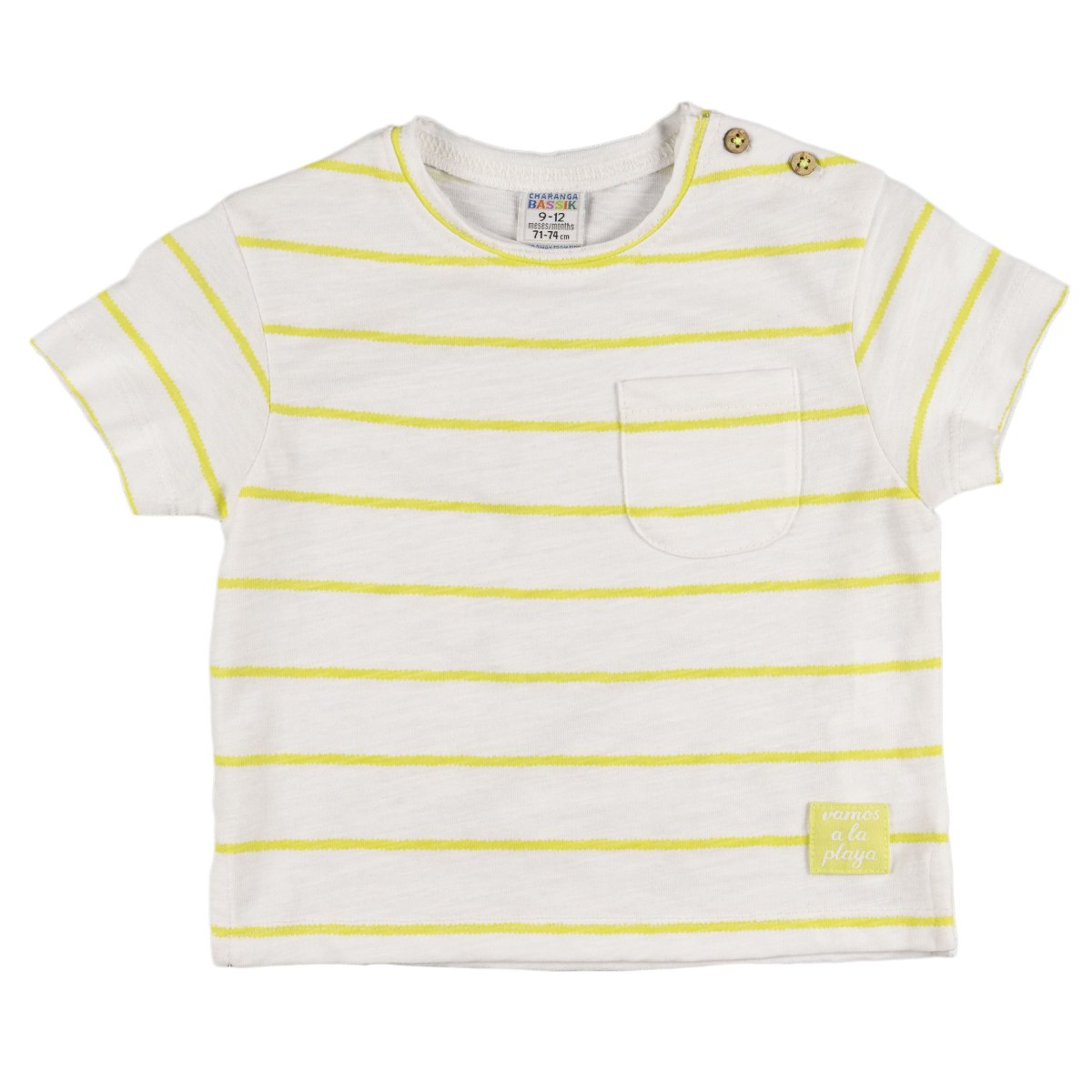 Camiseta bebé unisex rayas amarillas - Imagen 3