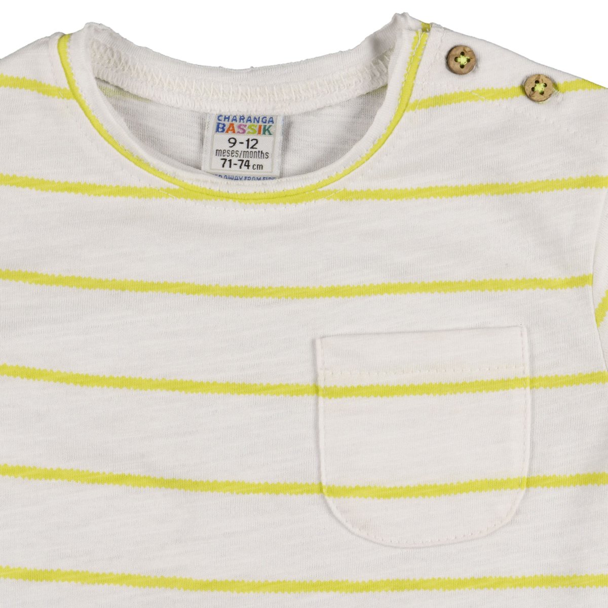 Camiseta bebé unisex rayas amarillas - Imagen 5