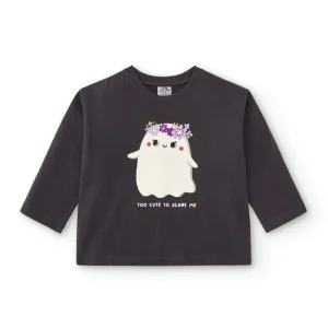 Camiseta manga larga bebé antracita con fantasma divertido