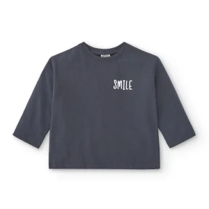 Camiseta manga larga de bebé básica en color antracita smile