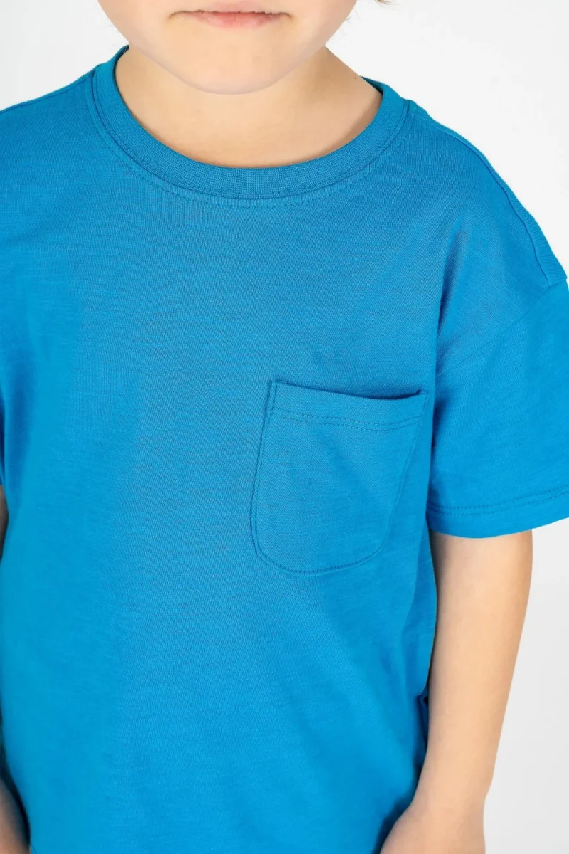 Camiseta bebé niño azul bolsillo - Imagen 5