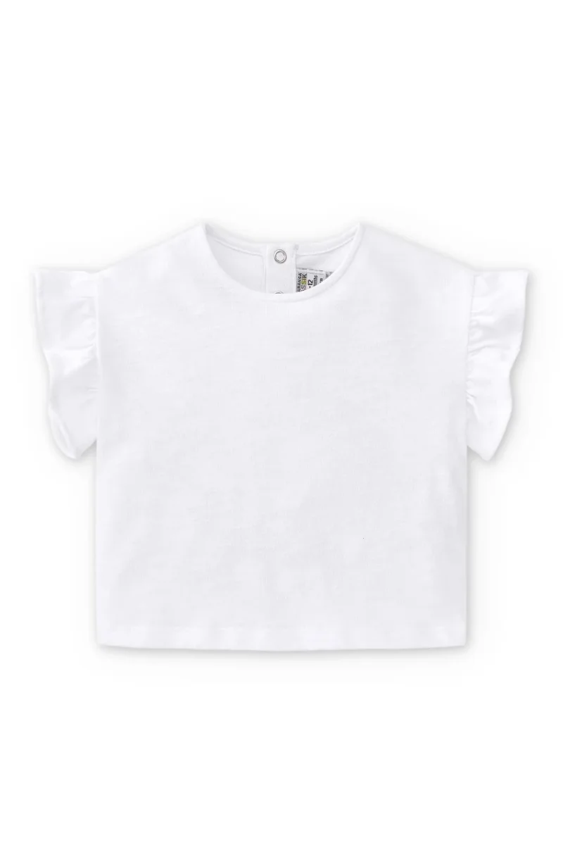 Camiseta bebé niña blanca con volantes - Imagen 3