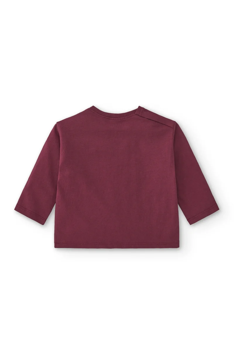 Camiseta manga larga de bebé básica en color burdeos smile - Imagen 3
