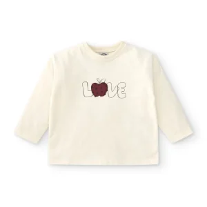 Camiseta de bebé de manga larga color crudo texto LOVE