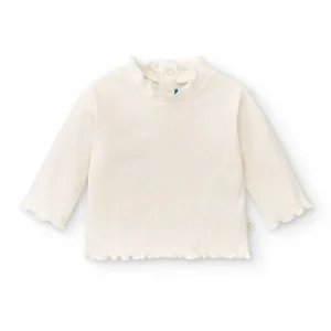 Camiseta manga larga de bebé en color crudo con cuello