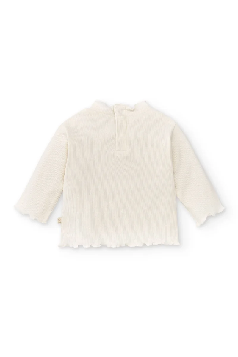 Camiseta manga larga de bebé en color crudo con cuello - Imagen 3