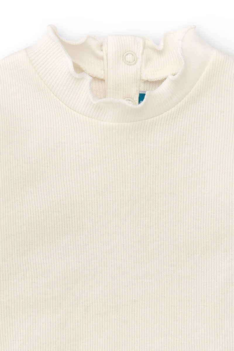 Camiseta manga larga de bebé en color crudo con cuello - Imagen 4