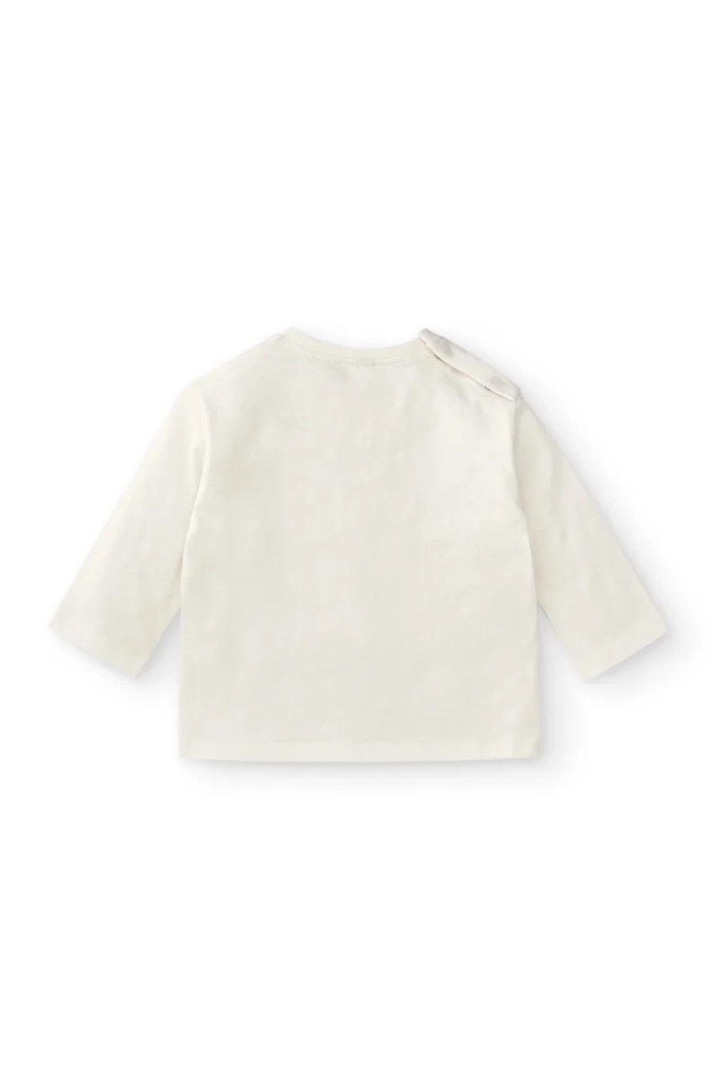 Camiseta manga larga bebé niño en color crudo con texto smile - Imagen 3
