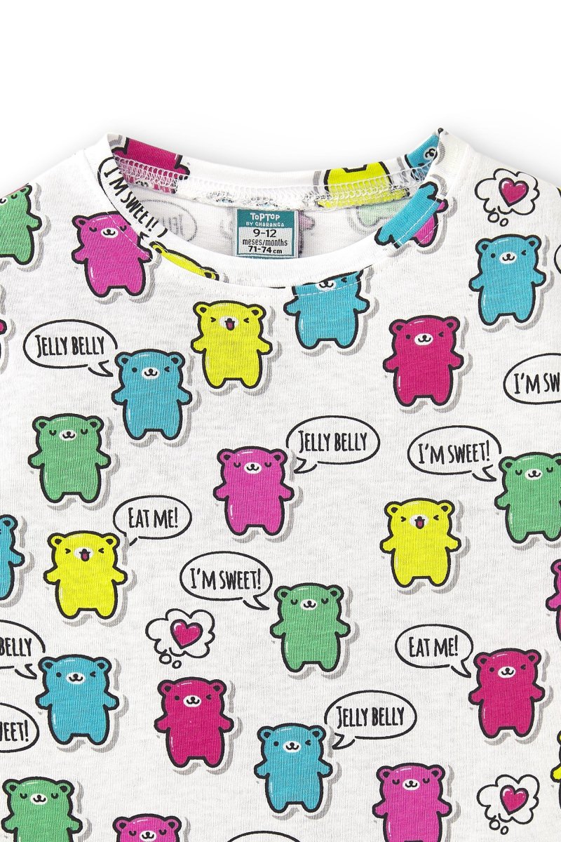Camiseta bebé niña blanca con estampado de ositos multicolor - Imagen 5