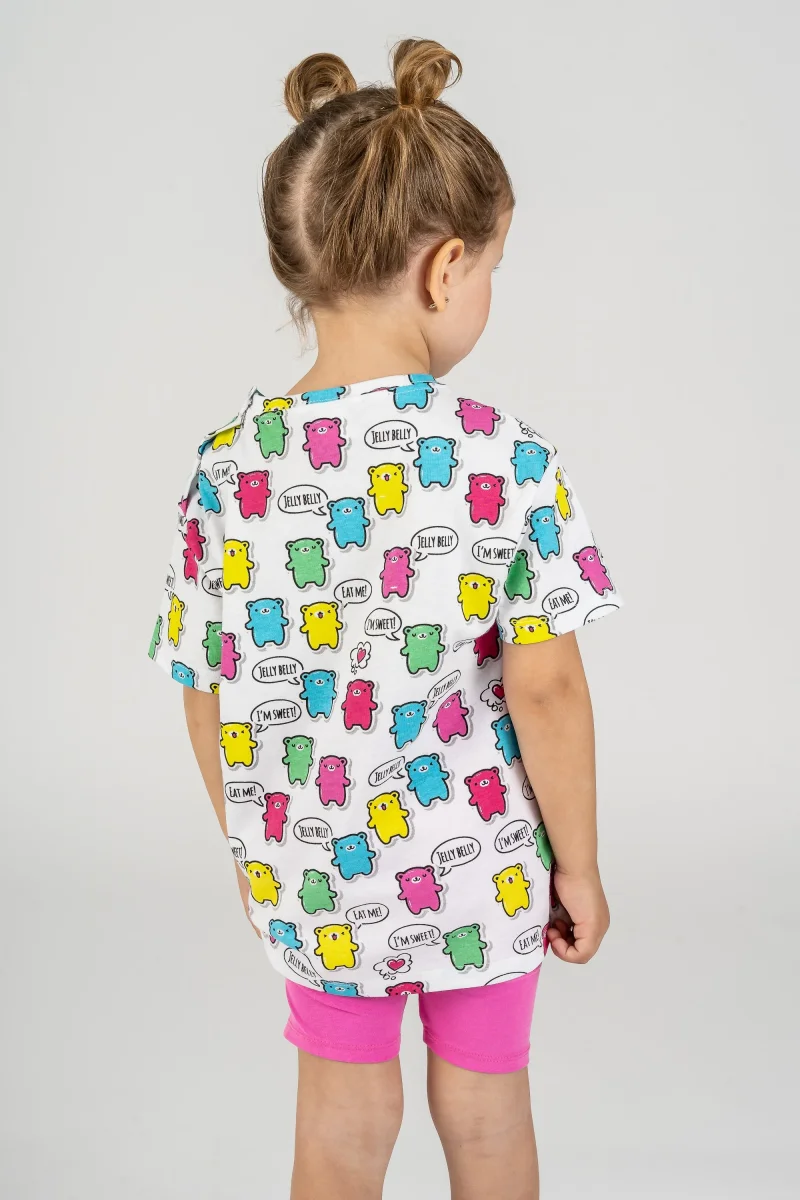 Camiseta bebé niña blanca con estampado de ositos multicolor - Imagen 4