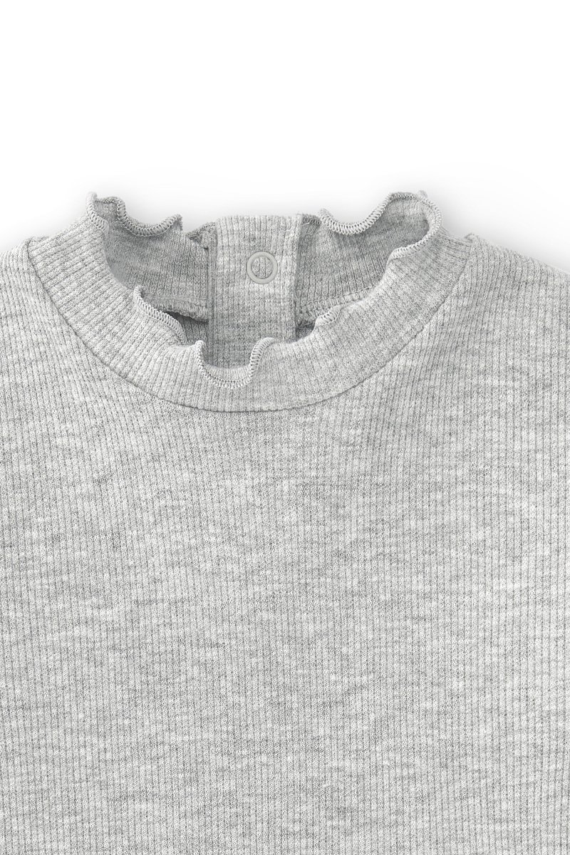 Camiseta manga larga de bebé básica gris con cuello - Imagen 4