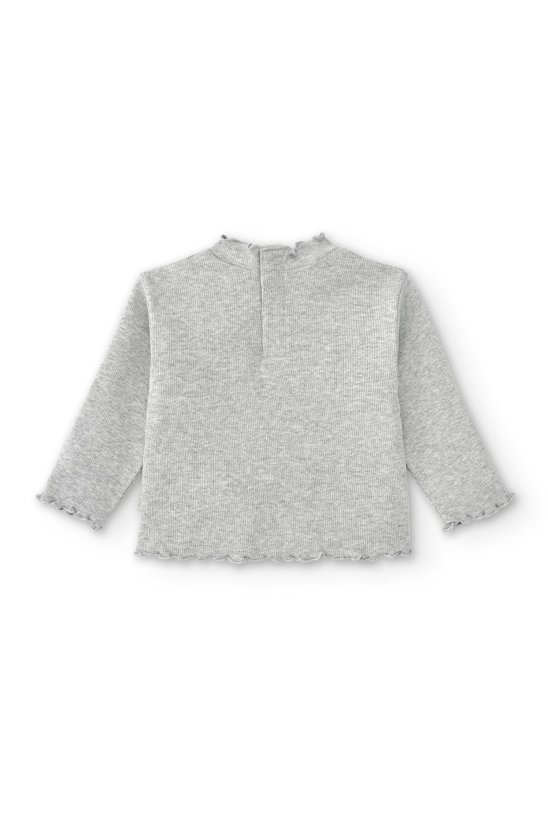 Camiseta manga larga de bebé básica gris con cuello - Imagen 3