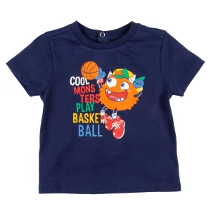 Camiseta de bebé marino estampado basket