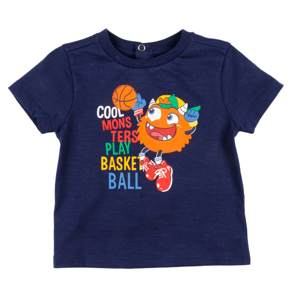 Camiseta de bebé marino estampado basket