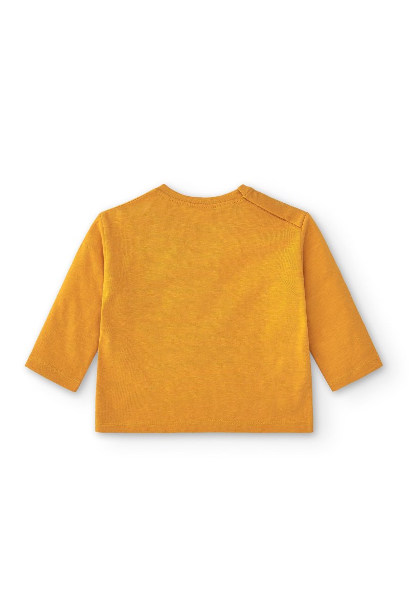 Camiseta manga larga de bebé básica en color mostaza smile - Imagen 3