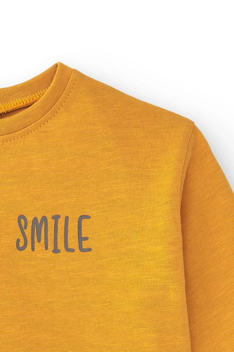 Camiseta manga larga de bebé básica en color mostaza smile - Imagen 4