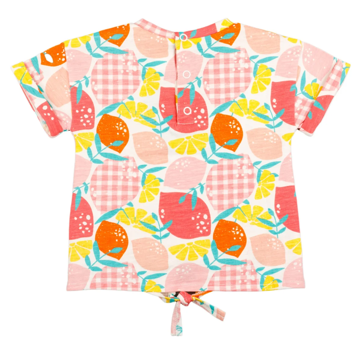 Camiseta bebé niña de frutas con nudo frontal color coral multicolor - Imagen 3