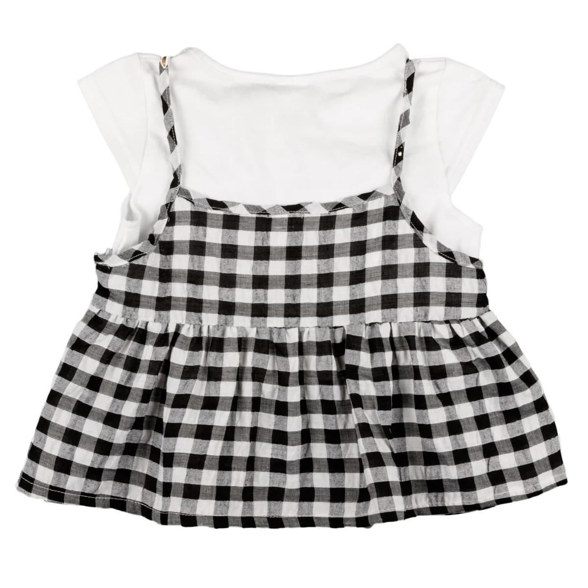 Camiseta niña vichy blanco negro - Imagen 4