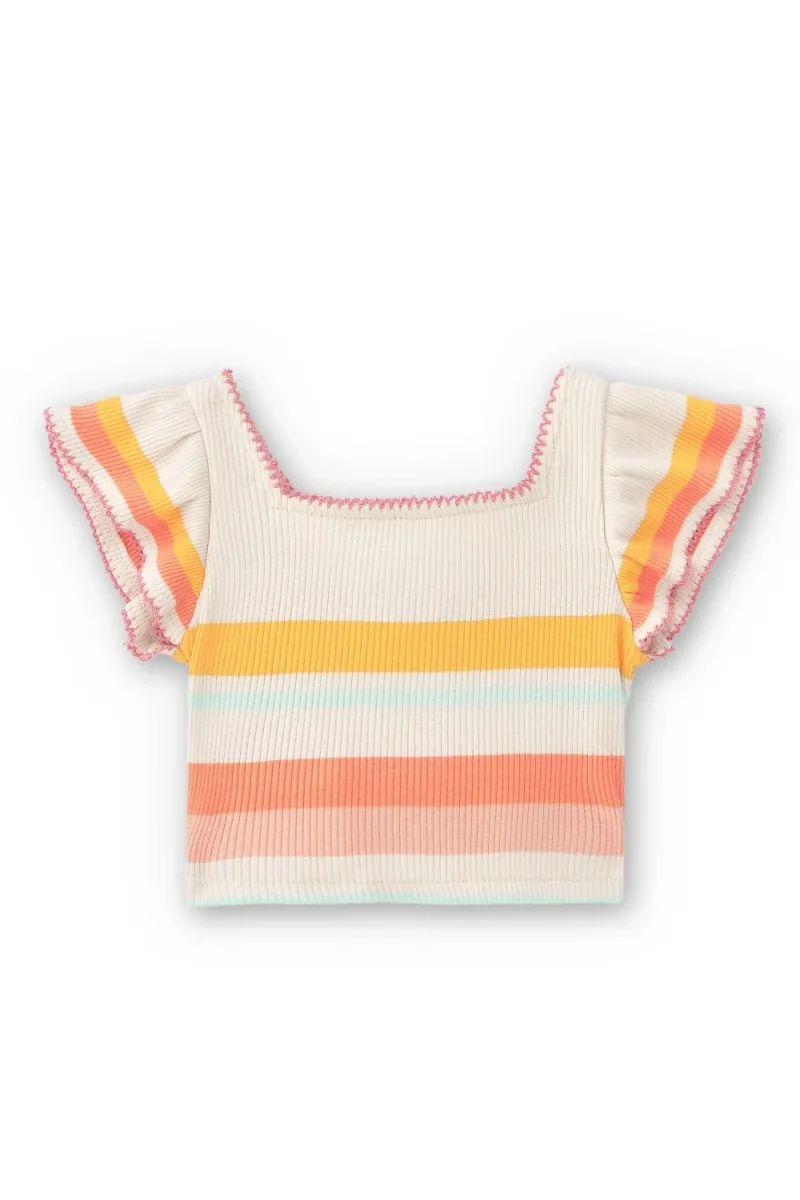 Camiseta niña rayas multicolor - Imagen 4
