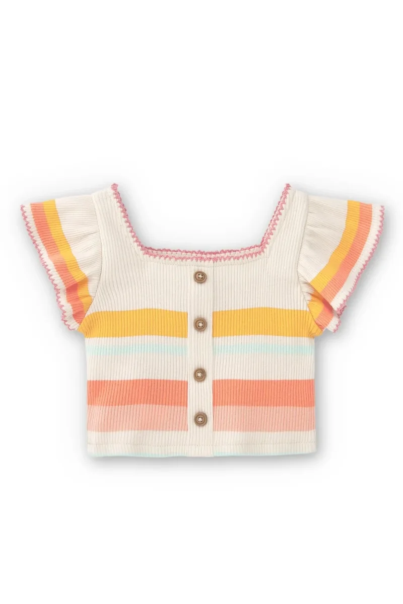 Camiseta niña rayas multicolor - Imagen 3