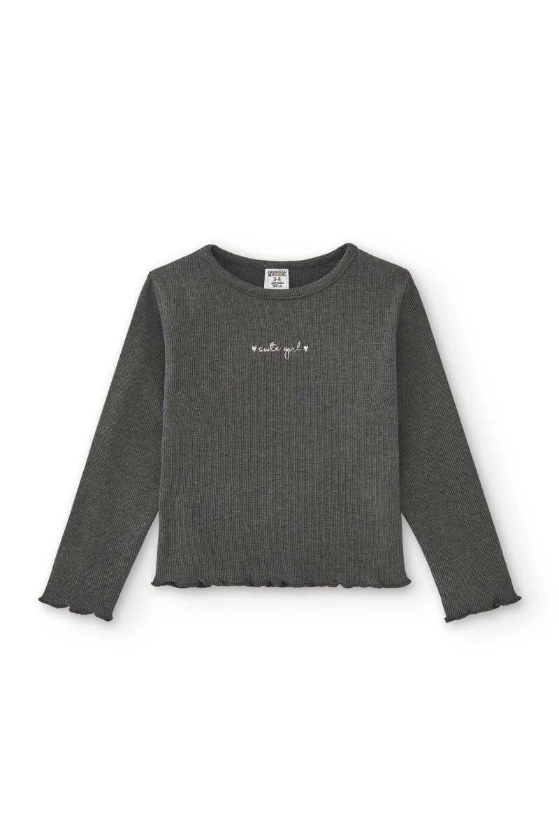 Camiseta de niña gris | Manga larga - Imagen 2