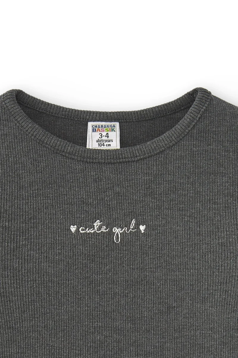 Camiseta de niña gris | Manga larga - Imagen 3
