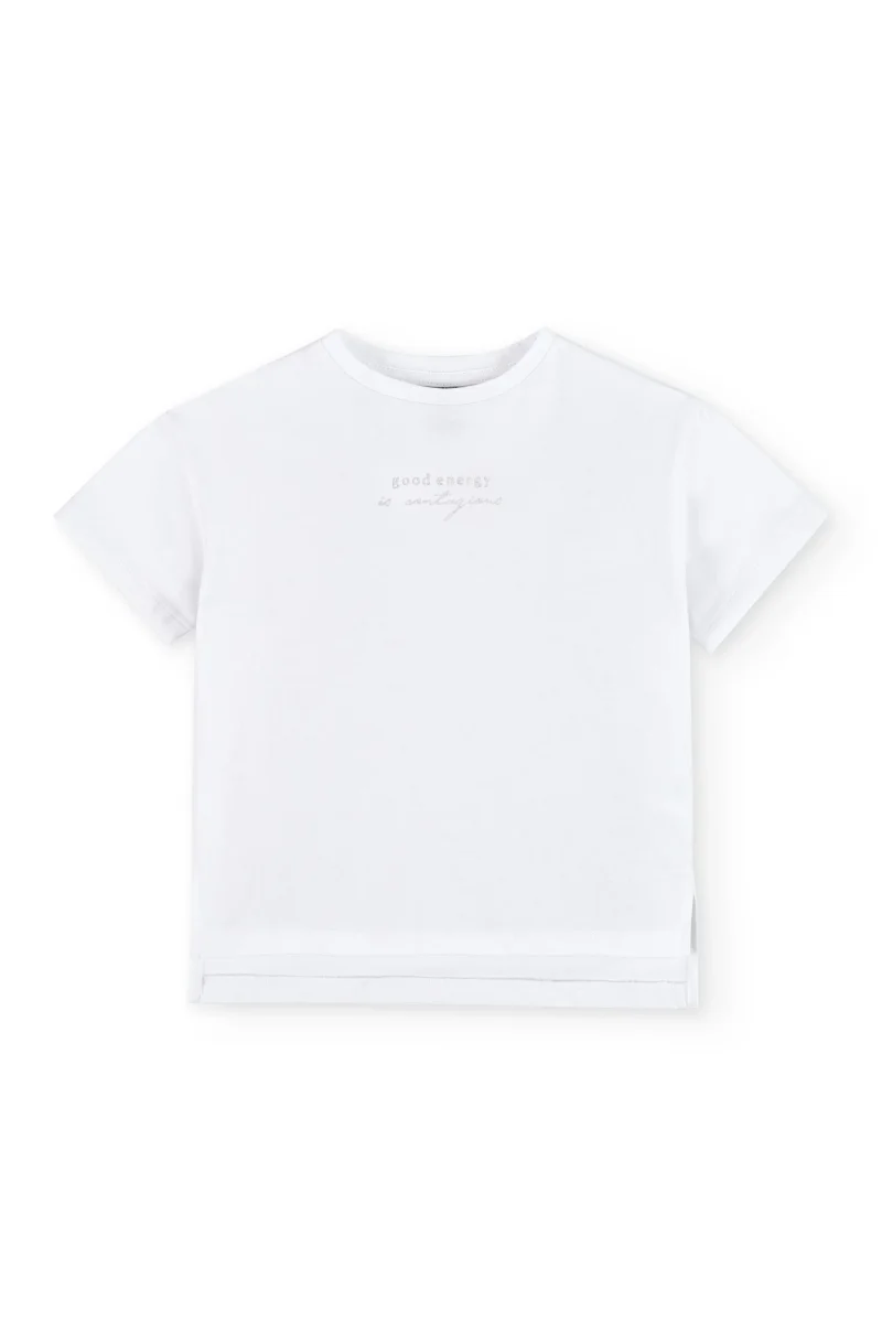 Camiseta de niña blanca manga corta - Imagen 3